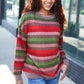 Perfectly You Olive & Mauve Stripe Two-Tone Banded Sweater Top - DAVERRI FASHIONS