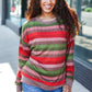 Perfectly You Olive & Mauve Stripe Two-Tone Banded Sweater Top - DAVERRI FASHIONS
