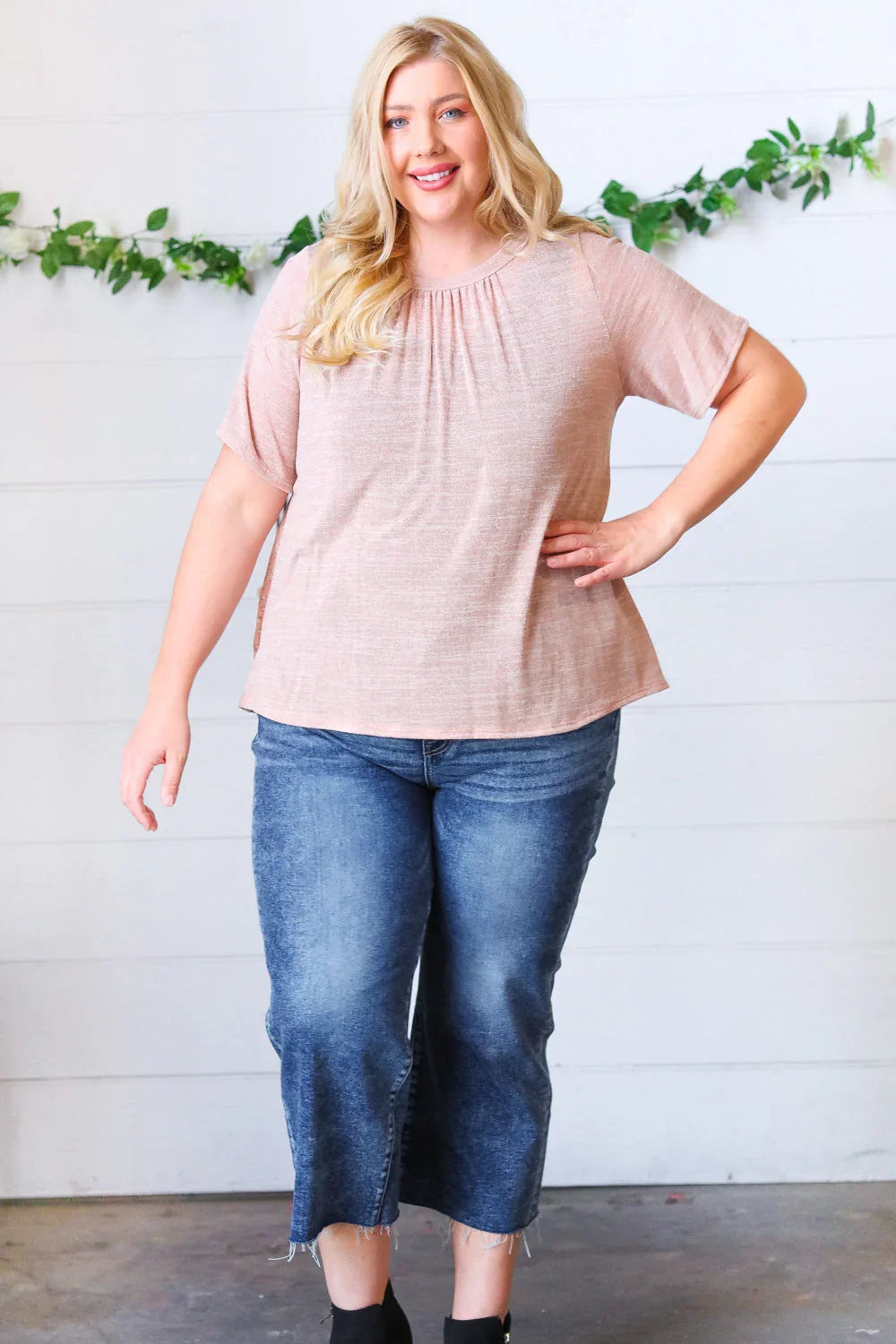 Mauve Tie Back Crinkle Floral Top | Daverri Fashions