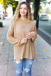 Classy Chic Taupe Mock Neck Chest Pocket Knit Sweater | Daverri Fashions