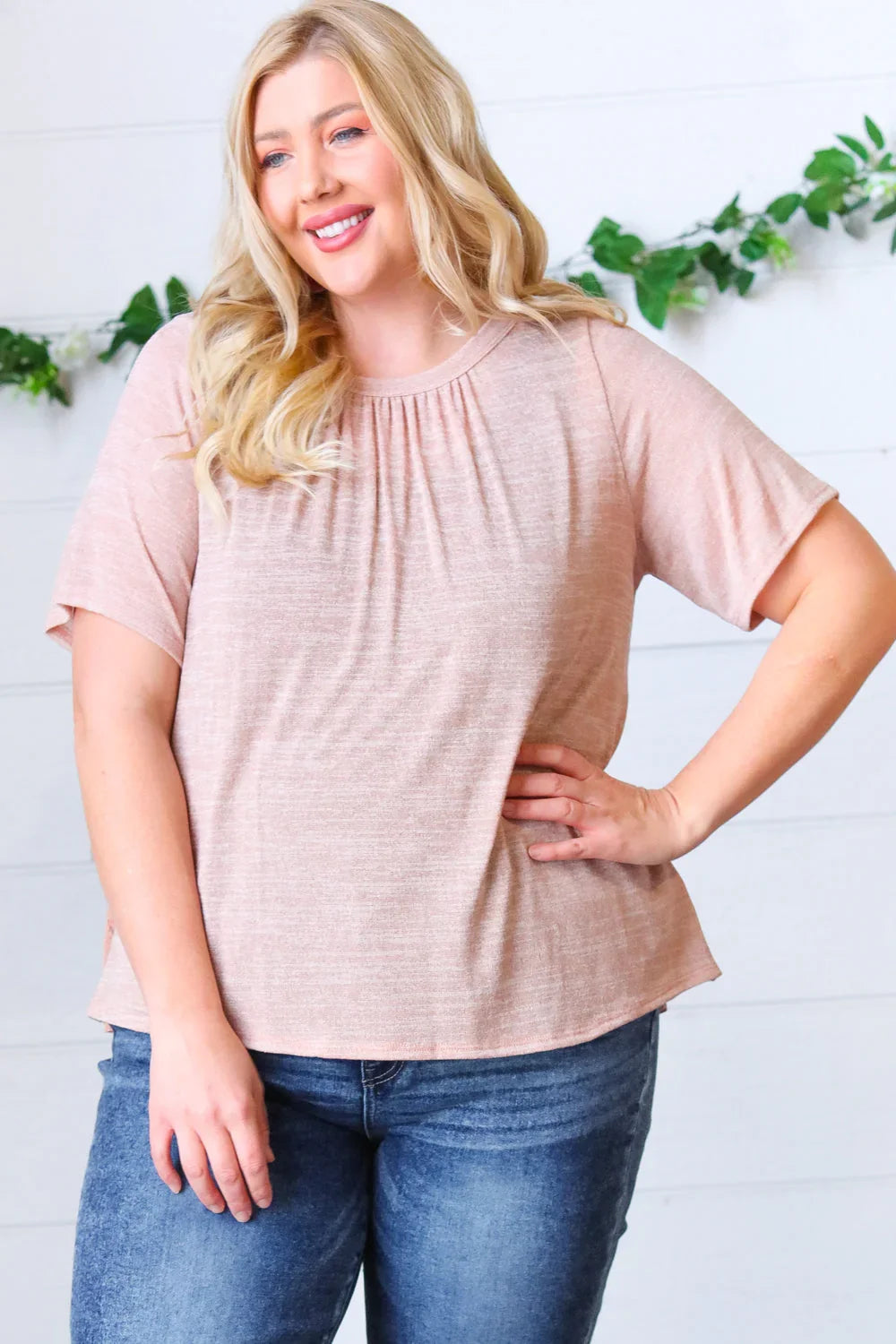 Mauve Tie Back Crinkle Floral Top | Daverri Fashions