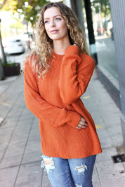 Pumpkin Spice Mock Neck Chest Pocket Knit Sweater | Daverri Fashions