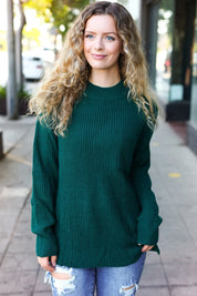 Classy Chic Hunter Green Mock Neck Chest Pocket Knit Sweater | Daverri Fashions