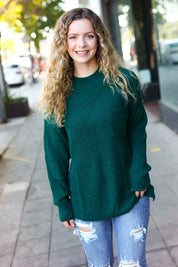 Classy Chic Hunter Green Mock Neck Chest Pocket Knit Sweater | Daverri Fashions