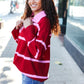 Fall For You Crimson Stripe Notched Neck Collared Oversized Sweater - DAVERRI FASHIONS