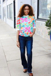 Spring Vibes Multicolor floral Rib Back Bow Tie Detail Top | 07-01-25 Summer Sale Daverri Fashions