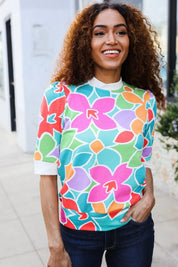 Spring Vibes Multicolor floral Rib Back Bow Tie Detail Top | 07-01-25 Summer Sale Daverri Fashions