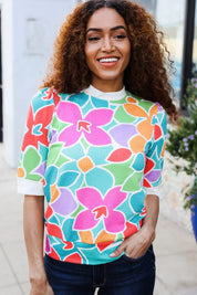 Spring Vibes Multicolor floral Rib Back Bow Tie Detail Top | 07-01-25 Summer Sale Daverri Fashions