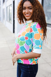 Spring Vibes Multicolor floral Rib Back Bow Tie Detail Top | 07-01-25 Summer Sale Daverri Fashions