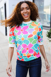 Spring Vibes Multicolor floral Rib Back Bow Tie Detail Top | 07-01-25 Summer Sale Daverri Fashions