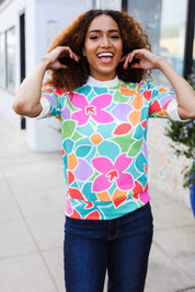 Spring Vibes Multicolor floral Rib Back Bow Tie Detail Top | 07-01-25 Summer Sale Daverri Fashions