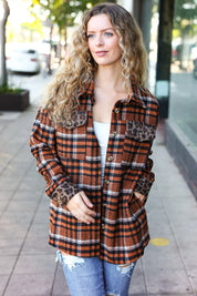 Put Together Rust Plaid & Animal Print Button Down Jacket | Daverri Fashions