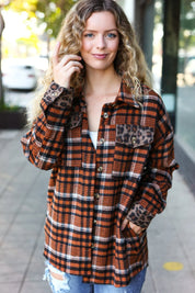 Put Together Rust Plaid & Animal Print Button Down Jacket | Daverri Fashions