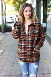 Put Together Rust Plaid & Animal Print Button Down Jacket | Daverri Fashions