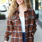 Put Together Rust Plaid & Animal Print Button Down Jacket - DAVERRI FASHIONS