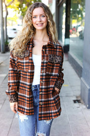 Put Together Rust Plaid & Animal Print Button Down Jacket | Daverri Fashions