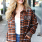 Put Together Rust Plaid & Animal Print Button Down Jacket - DAVERRI FASHIONS