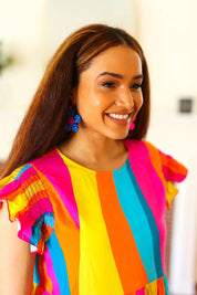 Blue & Magenta Glitter Mod Daisy Earrings | 2024 Blow-Out Sale Daverri Fashions