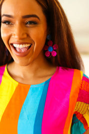 Blue & Magenta Glitter Mod Daisy Earrings | 2024 Blow-Out Sale Daverri Fashions