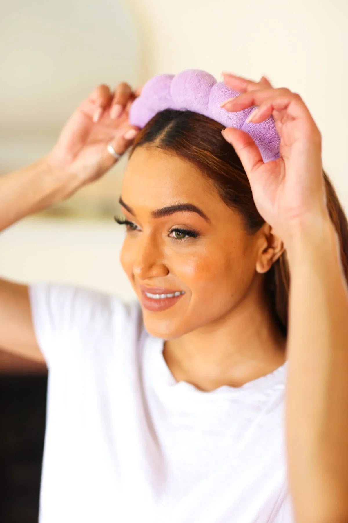 Lavender Terry Cloth Skincare Headband | Daverri Fashions