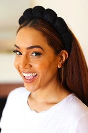 Black Terry Cloth Skincare Headband | Daverri Fashions