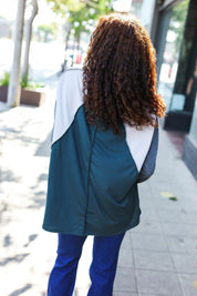 Stand Out Hunter Green V Neck Raglan Color Block Outseam Top | Daverri Fashions