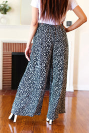 Let's Meet Up Black Animal Print Smocked Waist Palazzo Pants | Daverri Fashions