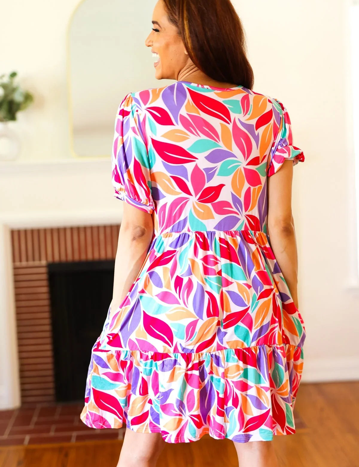 Feel Your Best Multicolor Floral Tiered Front Tie Pocketed Dress | Daverri Fashions