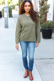 Beautiful You Moss Green Button Down Ribbed Sweater | 2024 Blow-Out Sale Daverri Fashions