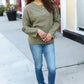 Bibi Moss Green Lightweight Loose Knit Sweater - DAVERRI FASHIONS