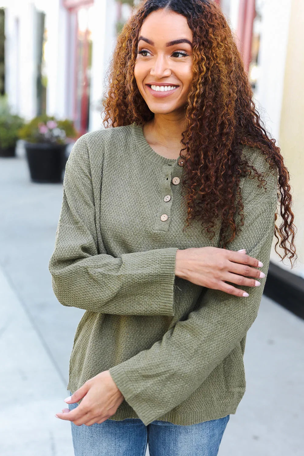 Beautiful You Moss Green Button Down Ribbed Sweater | 2024 Blow-Out Sale Daverri Fashions