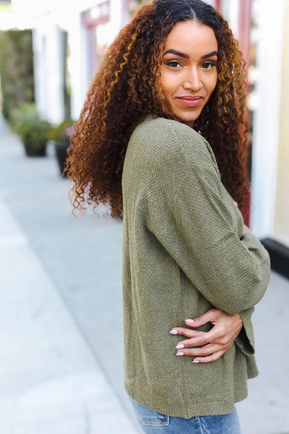 Beautiful You Moss Green Button Down Ribbed Sweater | 2024 Blow-Out Sale Daverri Fashions