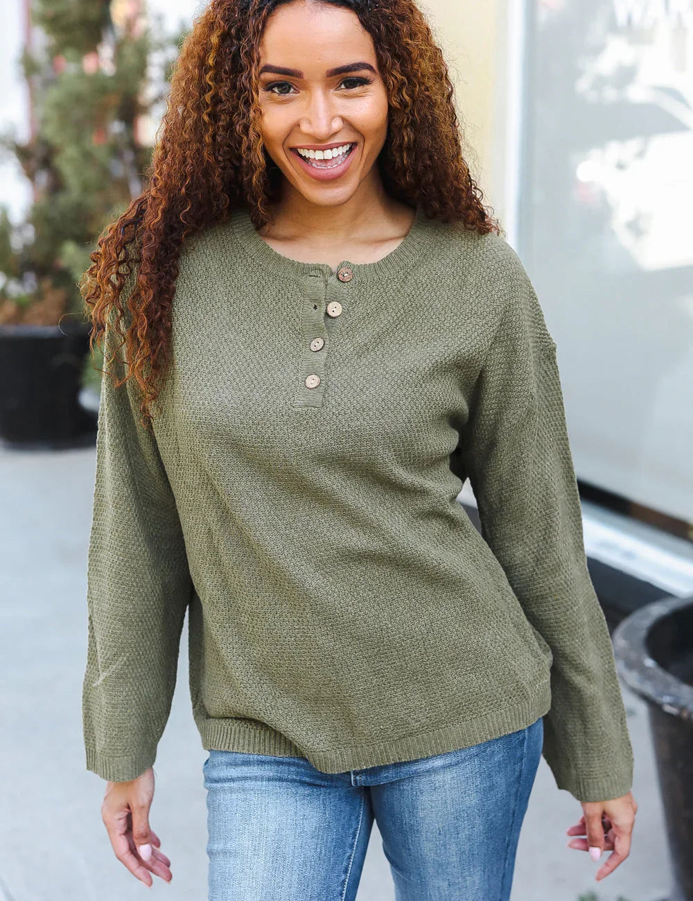 Beautiful You Moss Green Button Down Ribbed Sweater | 2024 Blow-Out Sale Daverri Fashions