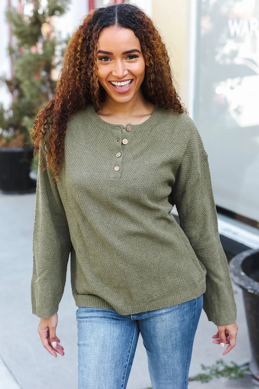 Beautiful You Moss Green Button Down Ribbed Sweater | 2024 Blow-Out Sale Daverri Fashions