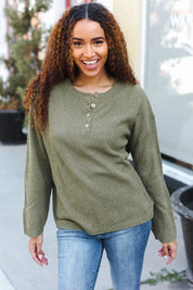 Beautiful You Moss Green Button Down Ribbed Sweater | 2024 Blow-Out Sale Daverri Fashions