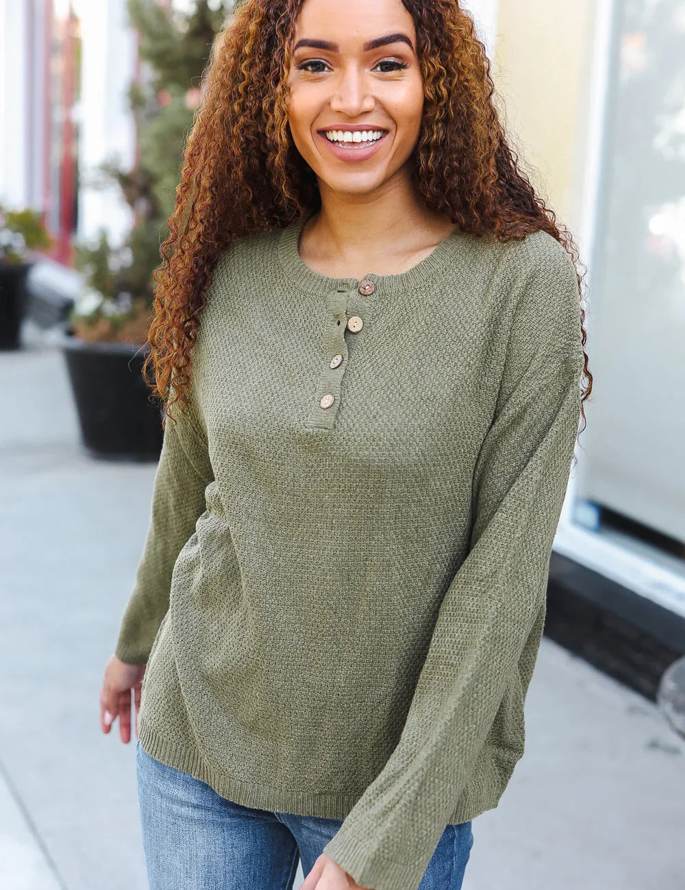 Beautiful You Moss Green Button Down Ribbed Sweater | 2024 Blow-Out Sale Daverri Fashions
