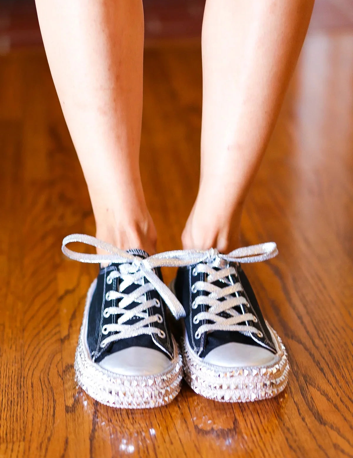 Get Their Attention Black Studded Canvas Sneakers | 2024 Blow-Out Sale Daverri Fashions