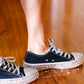 Get Their Attention Black Studded Canvas Sneakers - DAVERRI FASHIONS