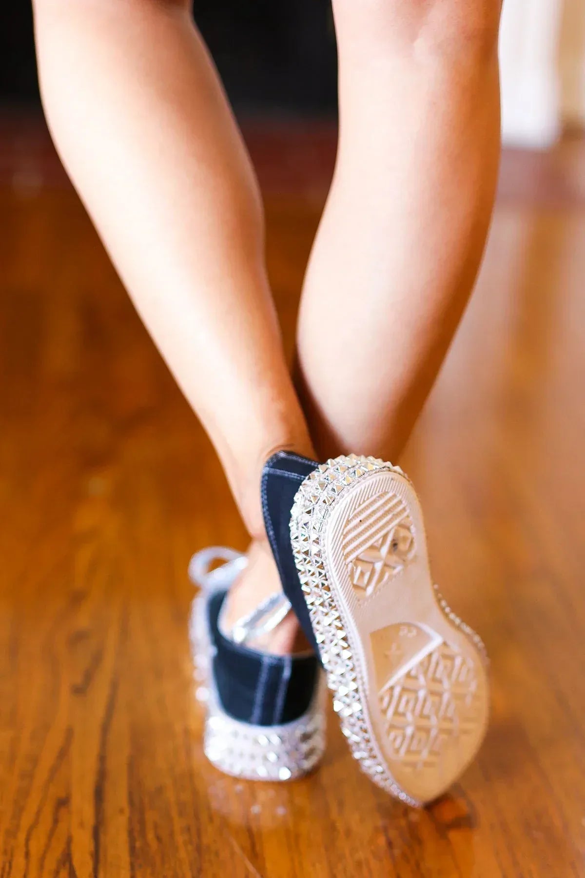 Get Their Attention Black Studded Canvas Sneakers - DAVERRI FASHIONS