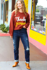 All I Want Thanksgiving Pop Up Embroidery Chunky Sweater | Daverri Fashions