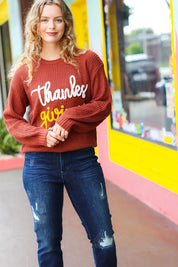 All I Want Thanksgiving Pop Up Embroidery Chunky Sweater | Daverri Fashions