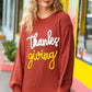 All I Want Thanksgiving Pop Up Embroidery Chunky Sweater - DAVERRI FASHIONS