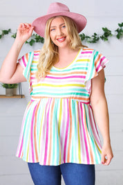 Lavender Rainbow Stripe Babydoll To | Daverri Fashions