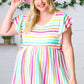 Lavender Rainbow Stripe Babydoll To - DAVERRI FASHIONS