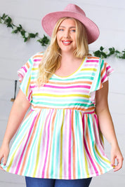Lavender Rainbow Stripe Babydoll To | Daverri Fashions