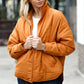 Eyes On You Butterscotch Quilted Puffer Jacket - DAVERRI FASHIONS