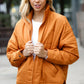Eyes On You Butterscotch Quilted Puffer Jacket - DAVERRI FASHIONS
