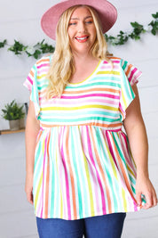 Lavender Rainbow Stripe Babydoll To | Daverri Fashions