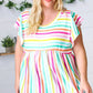 Lavender Rainbow Stripe Babydoll To - DAVERRI FASHIONS