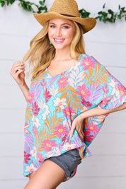 Multicolor Tropical Floral Print Woven Top - DAVERRI FASHIONS
